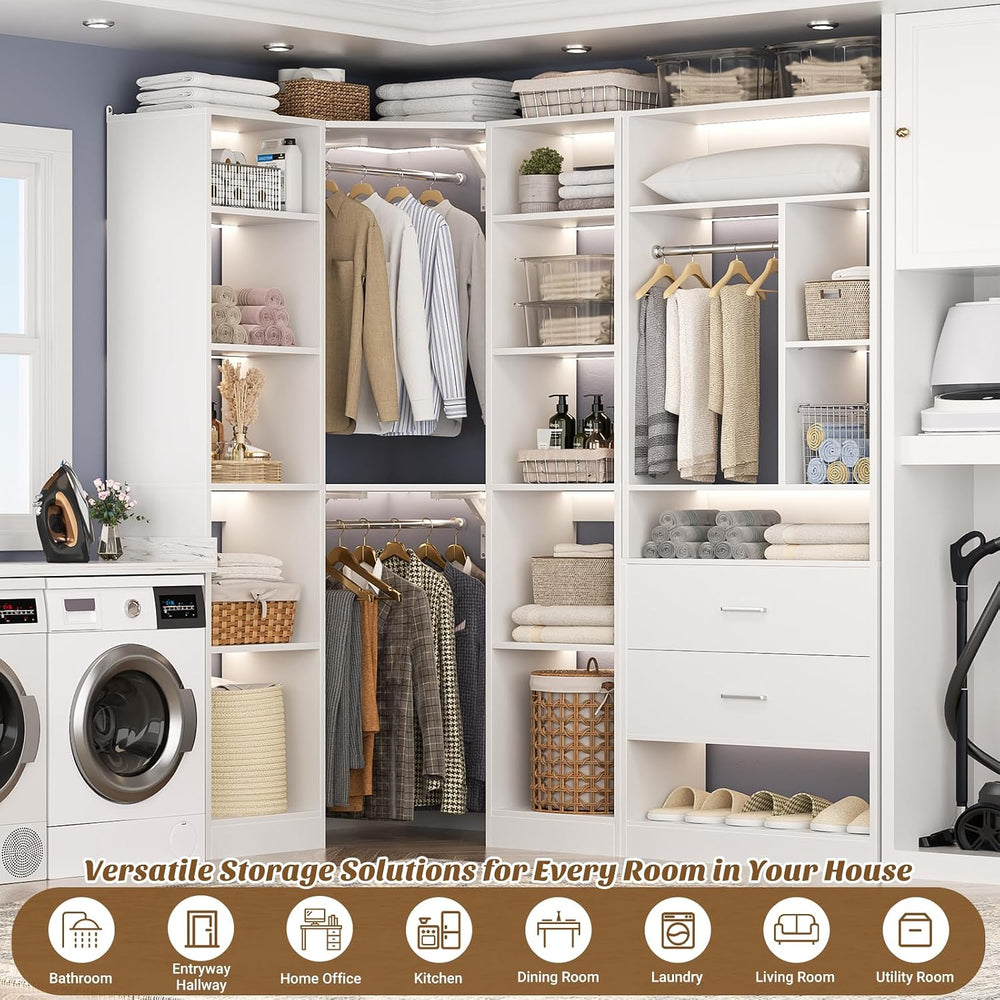 Besiost Corner Closet System with 2 Sets, 63.2" Corner Closet Organizer
