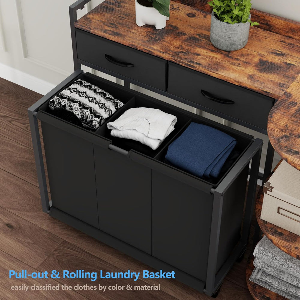 Gyfimoie Laundry Hamper,L Shaped Laundry Basket with Large Desktop & 2 Dr...