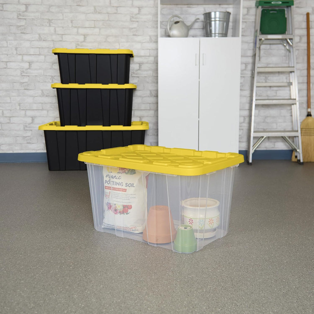 Sterilite Industrial Storage Tote with Lids for Garage, 27 Gallon, 8-Pack