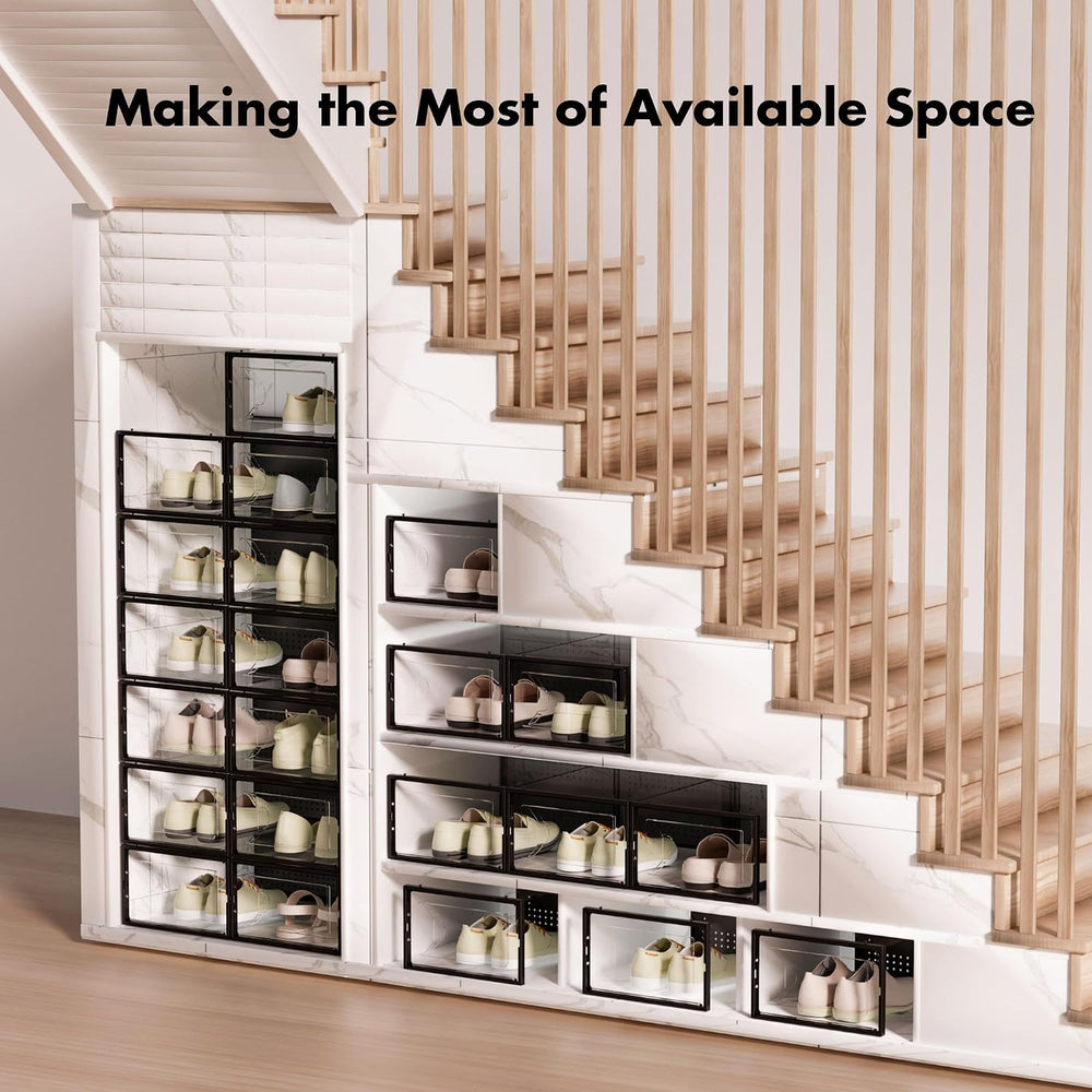 Foluck 15 Pack Shoe Storage Organizer Box Container Clear Plastic Stackable