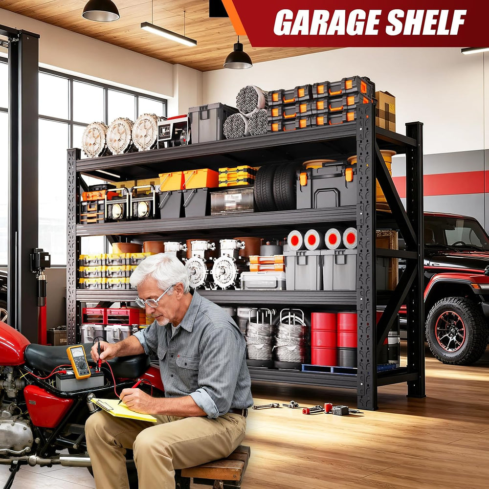 79"W Heavy Duty Storage Shelves, Adjustable Garage Shelving Unit