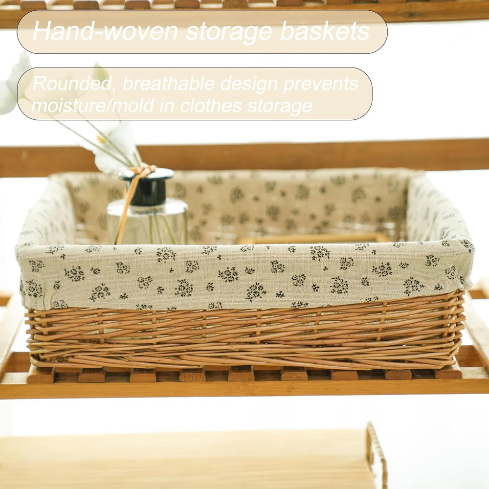 Handwoven Small Wicker Storage Basket with Liner for Organizing
