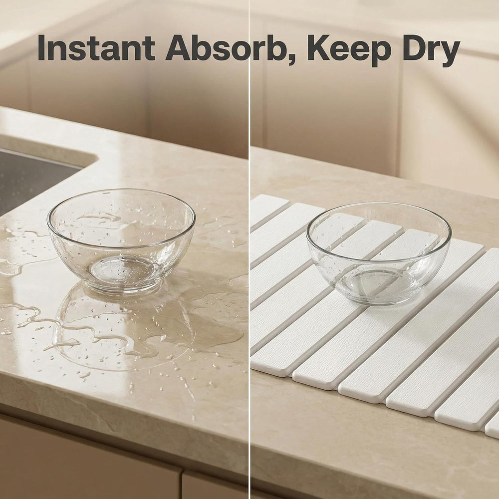 Stone Drying Mat of Kitchen Counter, Water Absorbent Diatomite Bath Mat