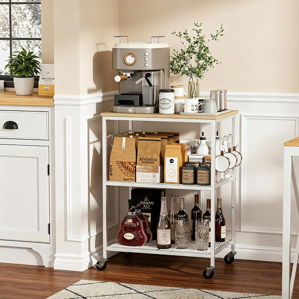 3-Tier Rolling Kitchen Microwave Cart, Utility Cart