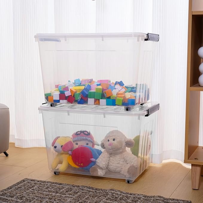 Citylife 82 QT Clear Plastic Storage Bins (2-Pack)