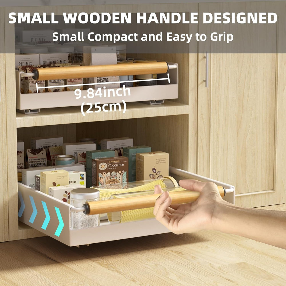2 Pack No-Drill Pull Out Cabinet Organizer 15.3'' Deep Expandable Sli...