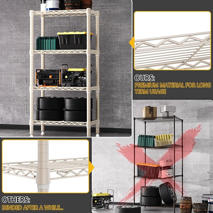 1000 lbs 4-Shelf Standing Storage Shelves Heavy Duty Metal Shelving Unit