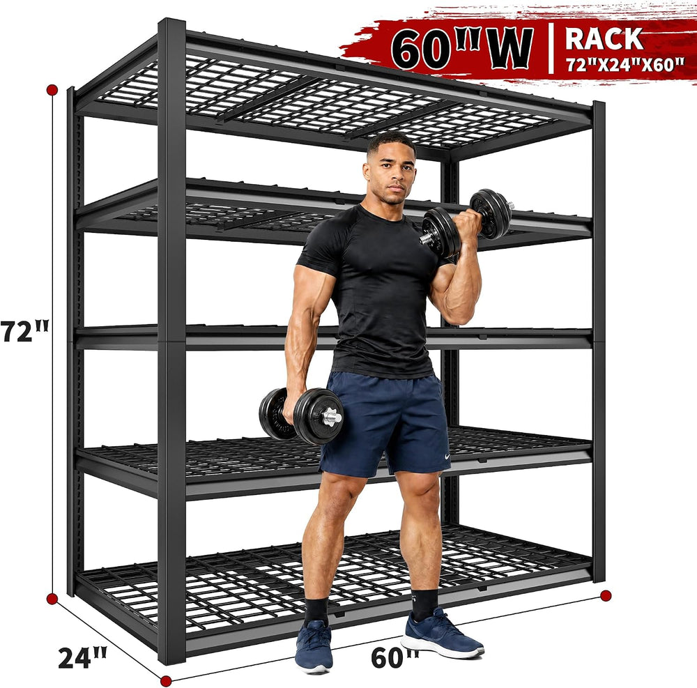 REIBII 60.1"W Heavy Duty Garage Shelving,3050LBS Metal Shelving For Shop