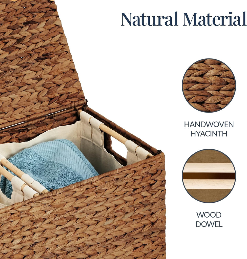 Best Choice Products X-Large Laundry Hamper with Lid, Natural Handwoven Hyaci...