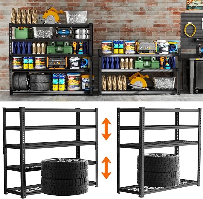 ROOMTEC Garage Shelving, 3300 LBS Capacity Storage Shelves Heavy Duty, 5 Tier