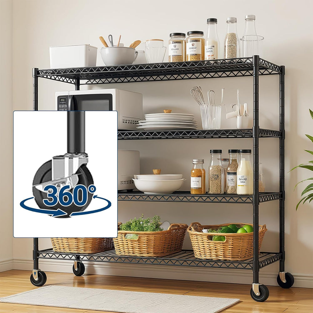 4-Tier Heavy Duty Wire Garage Shelving with Wheels, 2200 LBS Capacity, 24&quo...