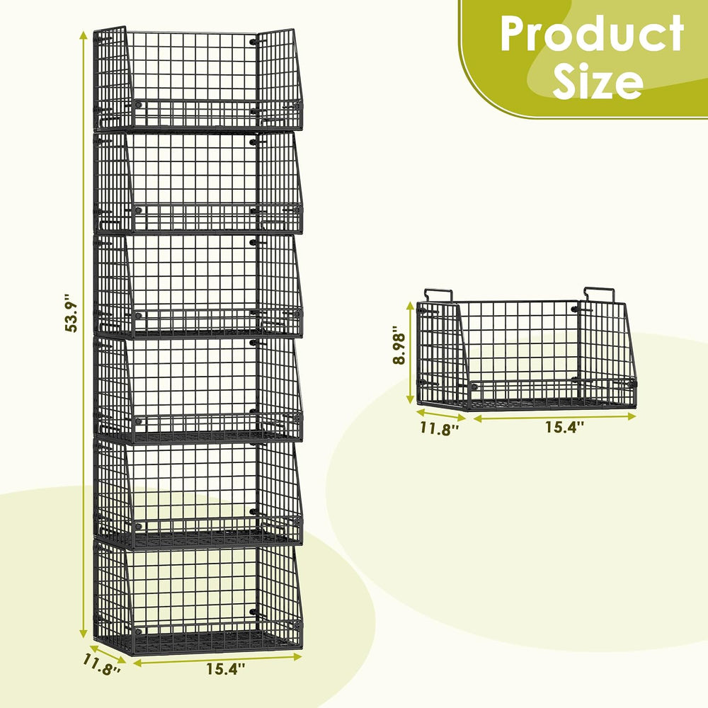 Jakyitvi 6 Pack Stackable Wire Baskets for Pantry,6 Pank Metal Pantry Organiz...