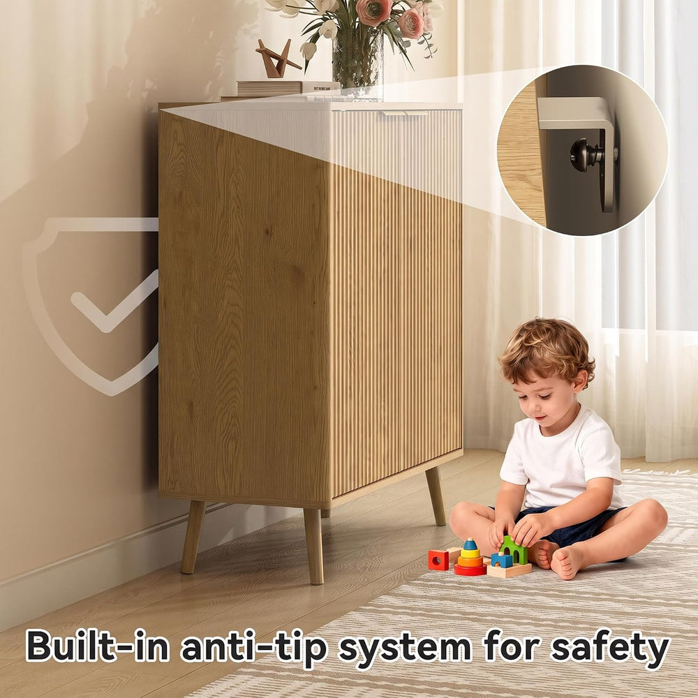 5-Tier Shoe Storage Cabinet with Adjustable Shelves, Light Oak