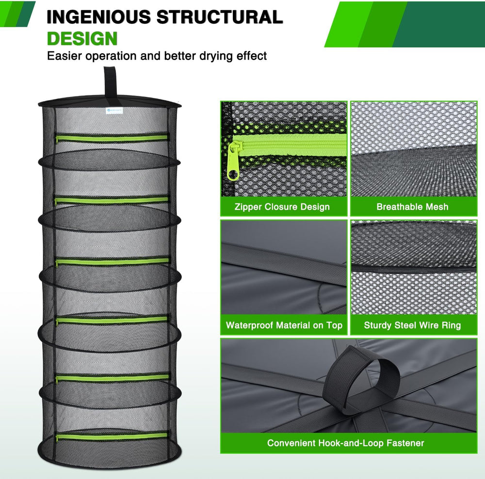 Yesker 6 Layer Herb Drying Rack Hanging Mesh Net Foldable Plant Drying Racks ...
