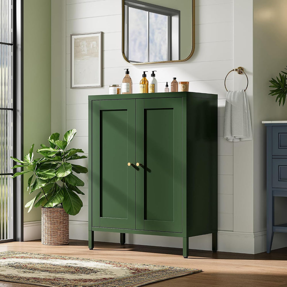 Small Bathroom Storage Cabinet, Green Metal Locker