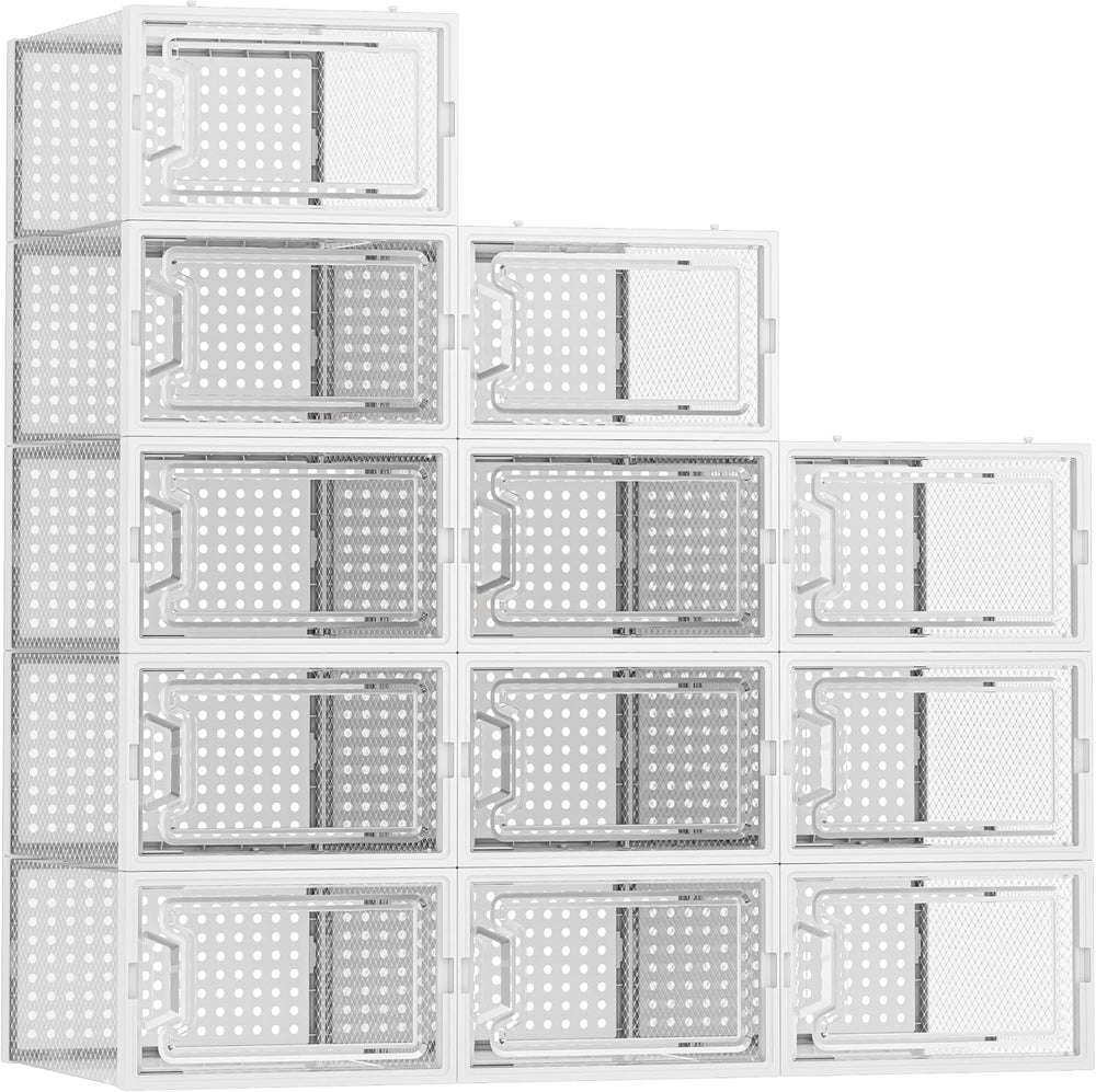 HOMIDEC Clear Shoe Storage Boxes, Stackable Shoe Organizer for Closet