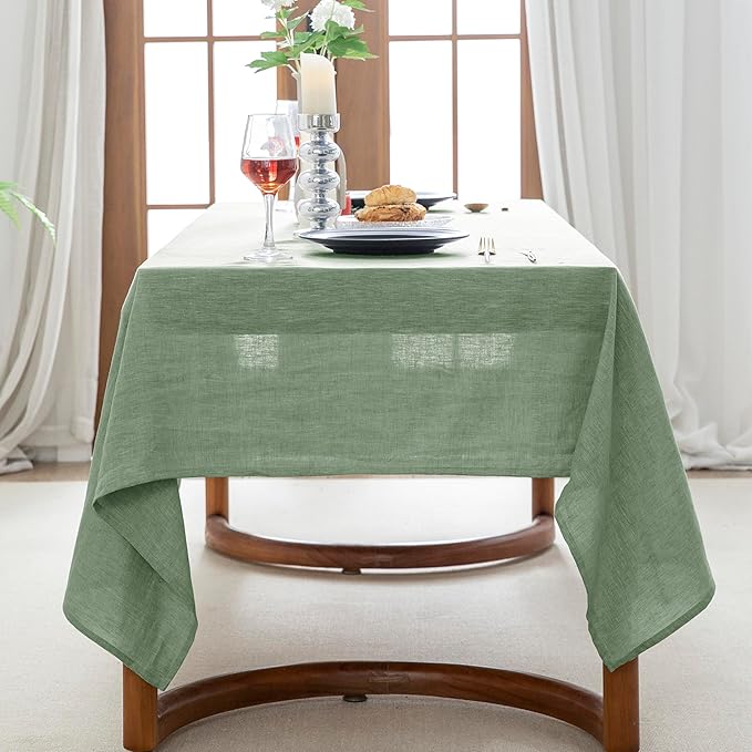 EVERLY 100% Pure Linen Rectangle Tablecloths 60x108Inches for Dining,Buffet P...