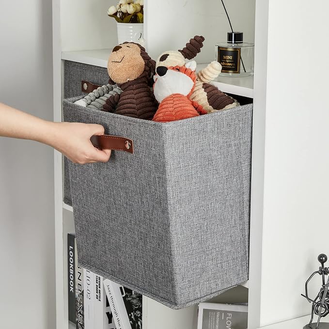 DULLEMELO Fabric Storage Cubes, 13 inch Cube Stroage Bins (4 Pack)