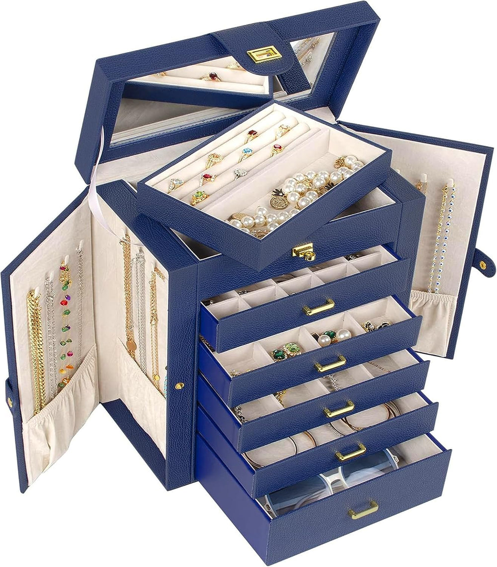 AKOZLIN 6-Tier Jewelry Box Organizer 5 Drawers Jewelry Storage Case