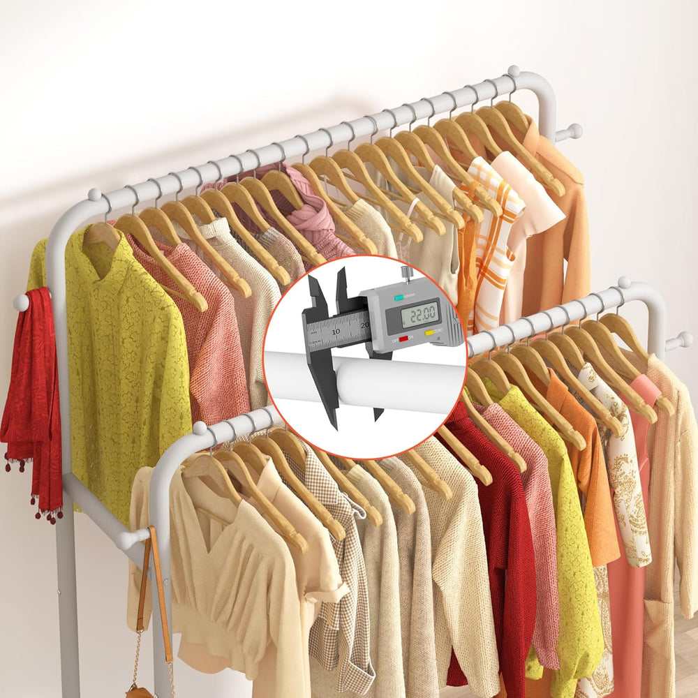 Laiensia Double Rods Garment Rack with Wheels, Clothing Rack for Hanging Clot...