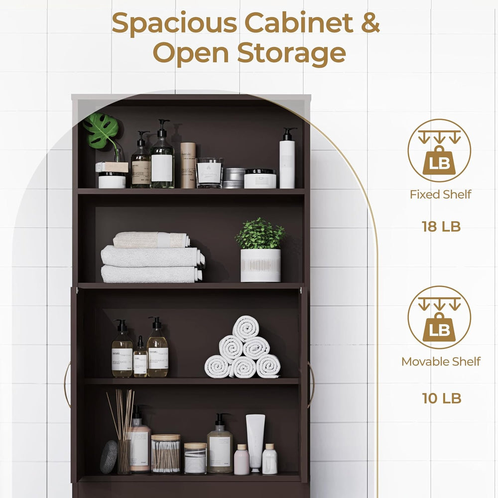 Yaheetech 77in Over the Toilet Storage Cabinet, Espresso Bathroom Organizer