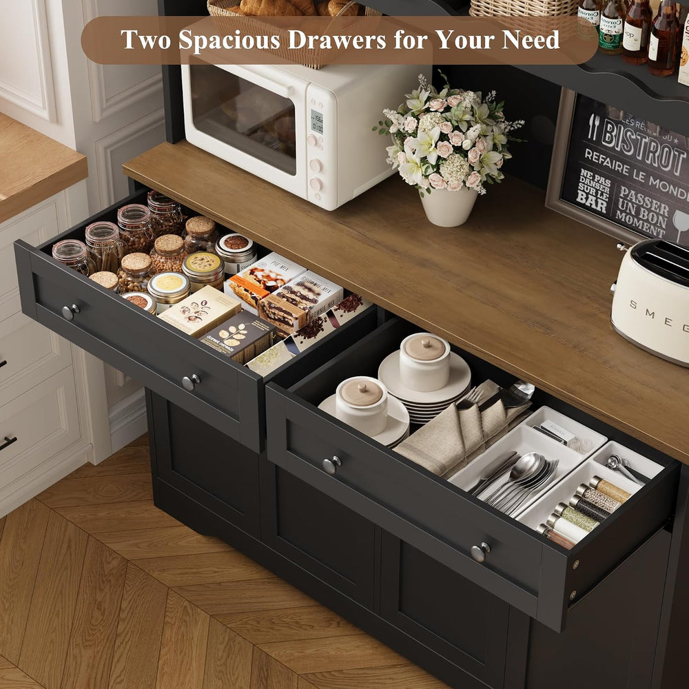 HOSTACK 75"H Kitchen Pantry Storage Cabinet, Kitchen Hutch Cabinet, Black