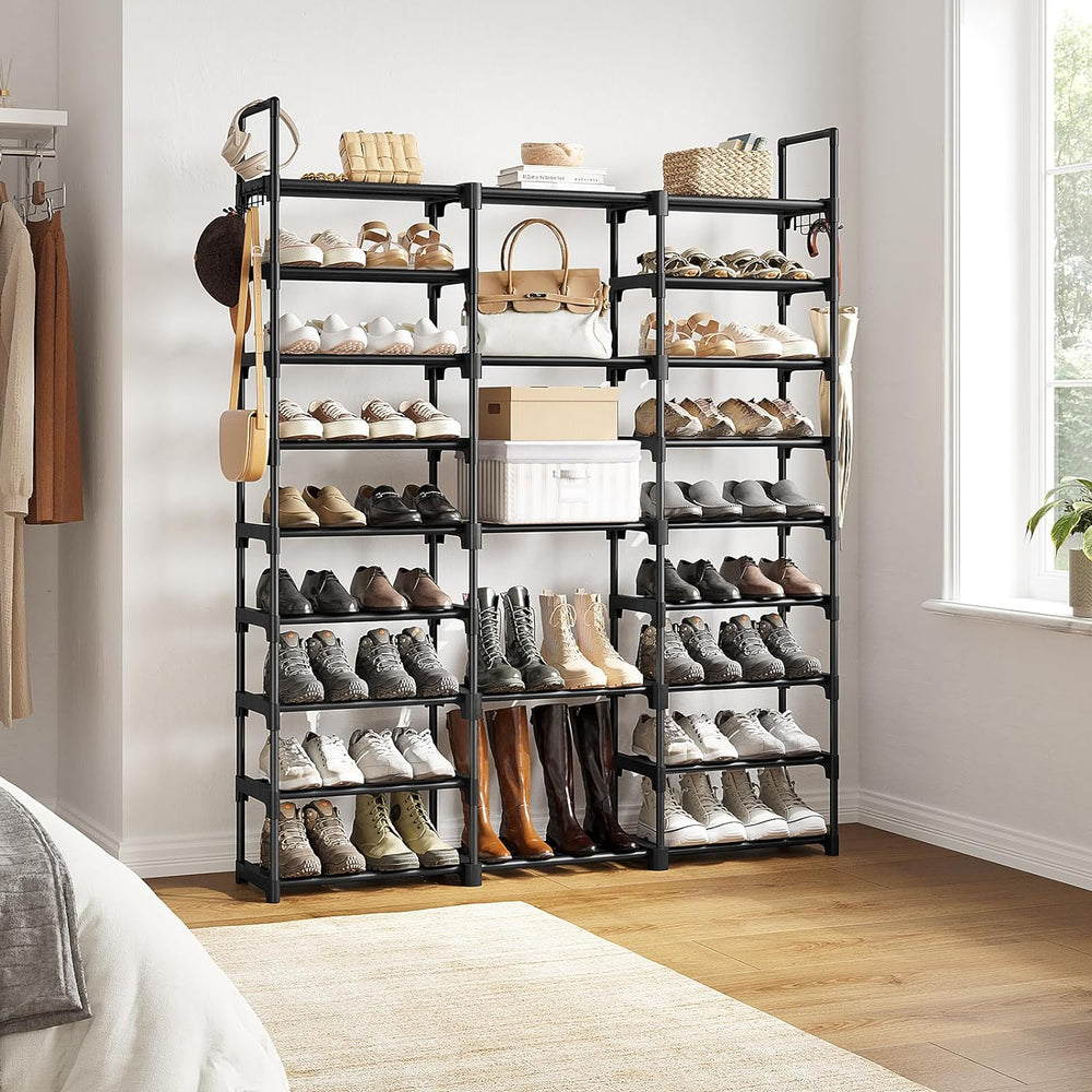WOWLIVE 9 Tier 3-Column Shoe Rack, 50-55 Pairs Stackable Black