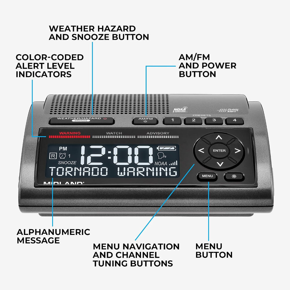 Midland - WR400 Weather Radio Deluxe - NOAA Emergency Alert Scanner – Home Us...