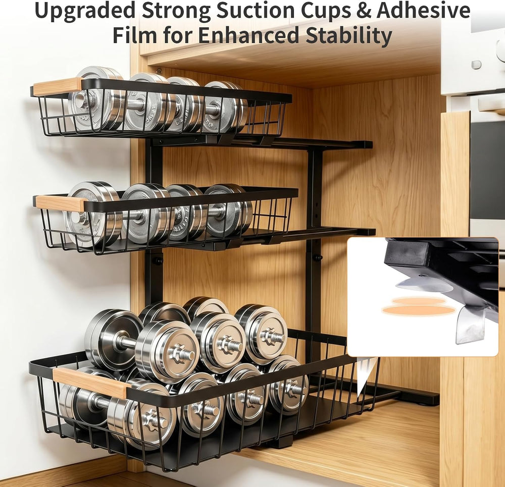 3 Tier Grid Pull Out Organizer Black 2 Pack Sliding Rack