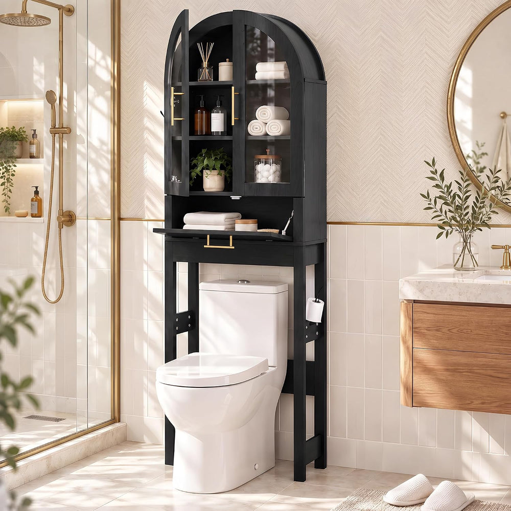 Seang Over The Toilet Storage Cabinet,Arched Toilet Storage Cabinet with Deta...