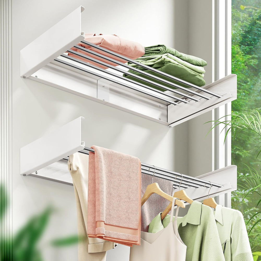 ZdwCyl Wall Mounted Drying Rack 32", Laundry Clothes Drying Rack Foldable