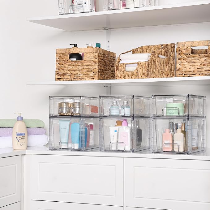 Vtopmart 8 Pack Clear Stackable Storage Drawers, Plastic Drawers