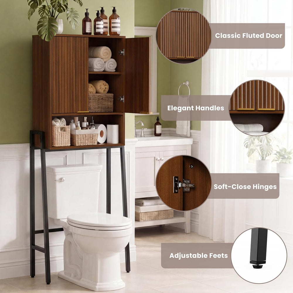 25"W Over The Toilet Storage Cabinet,Toilet Storage Cabinet, Walnut