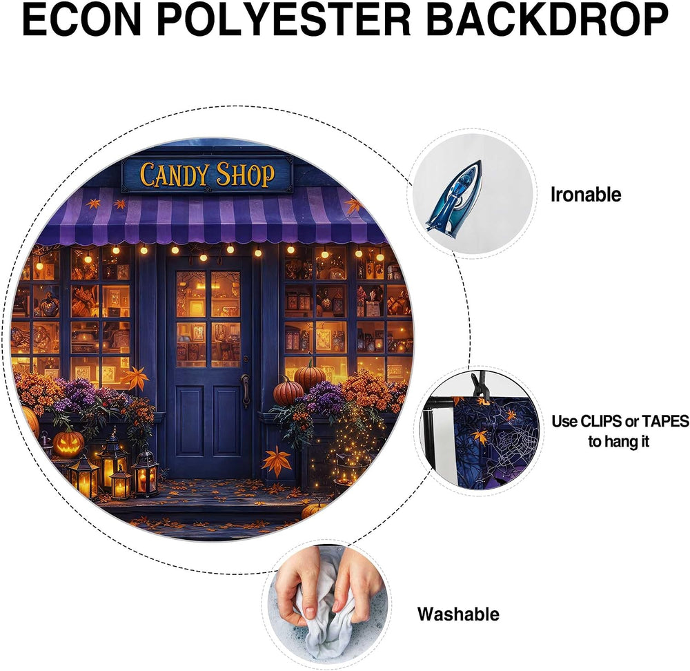 Allenjoy 96" x 72" Halloween Candy Shop Photography Backdrop with P...