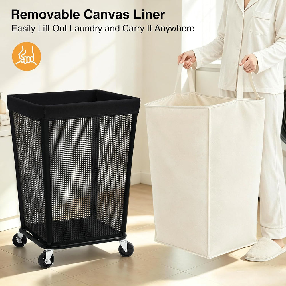 STO STO 160L Rolling Laundry Hamper with Wheels, Laundry Basket, Beige