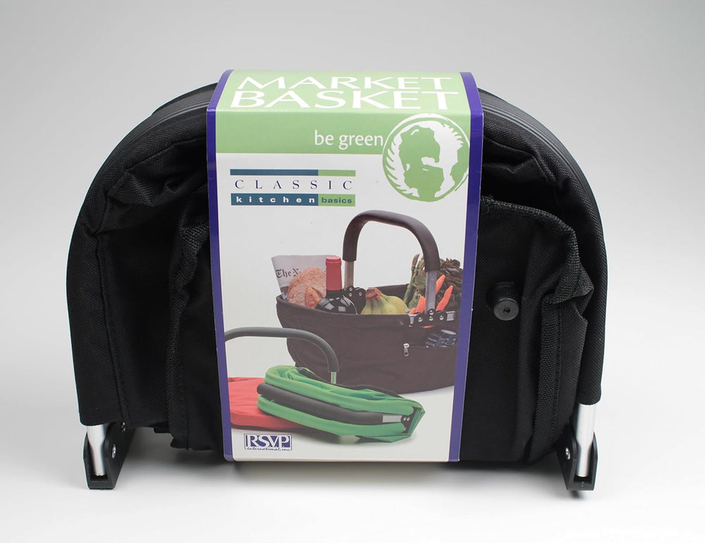 RSVP International Collapsible Market Basket Aluminum Frame, Large Zip Side P...