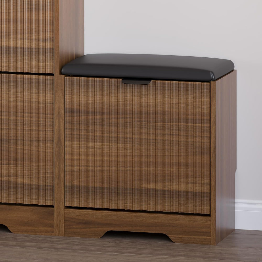 BORNOON Slim Shoe Cabinet with Bench for Entryway, Hidden Storage and Adjusta...