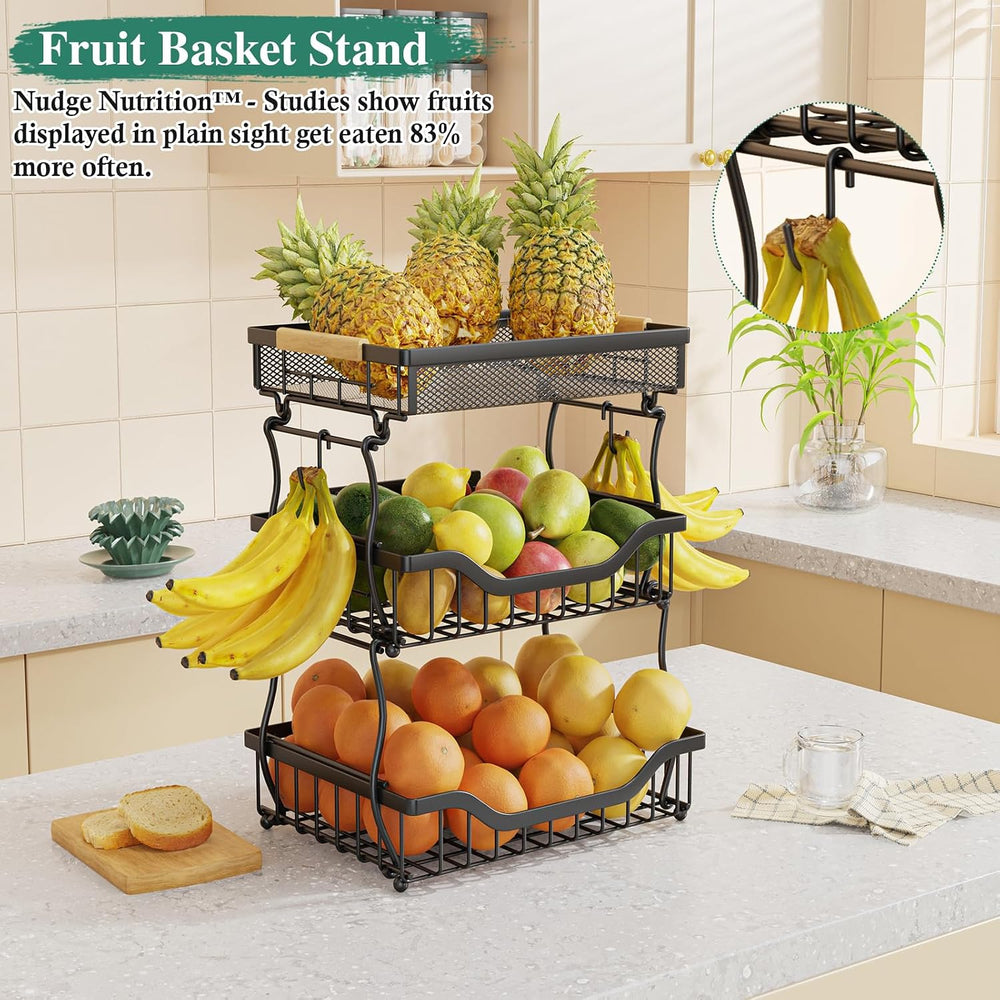 3-Tier Fruit Basket Fits Under Standard Upper Cabinet, 17.2" H