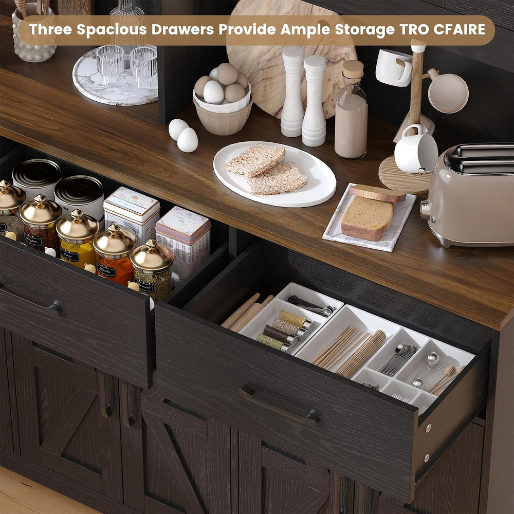 VVFLU 71" H x 62''W Tall Kitchen Pantry Cabinet with Charging St...