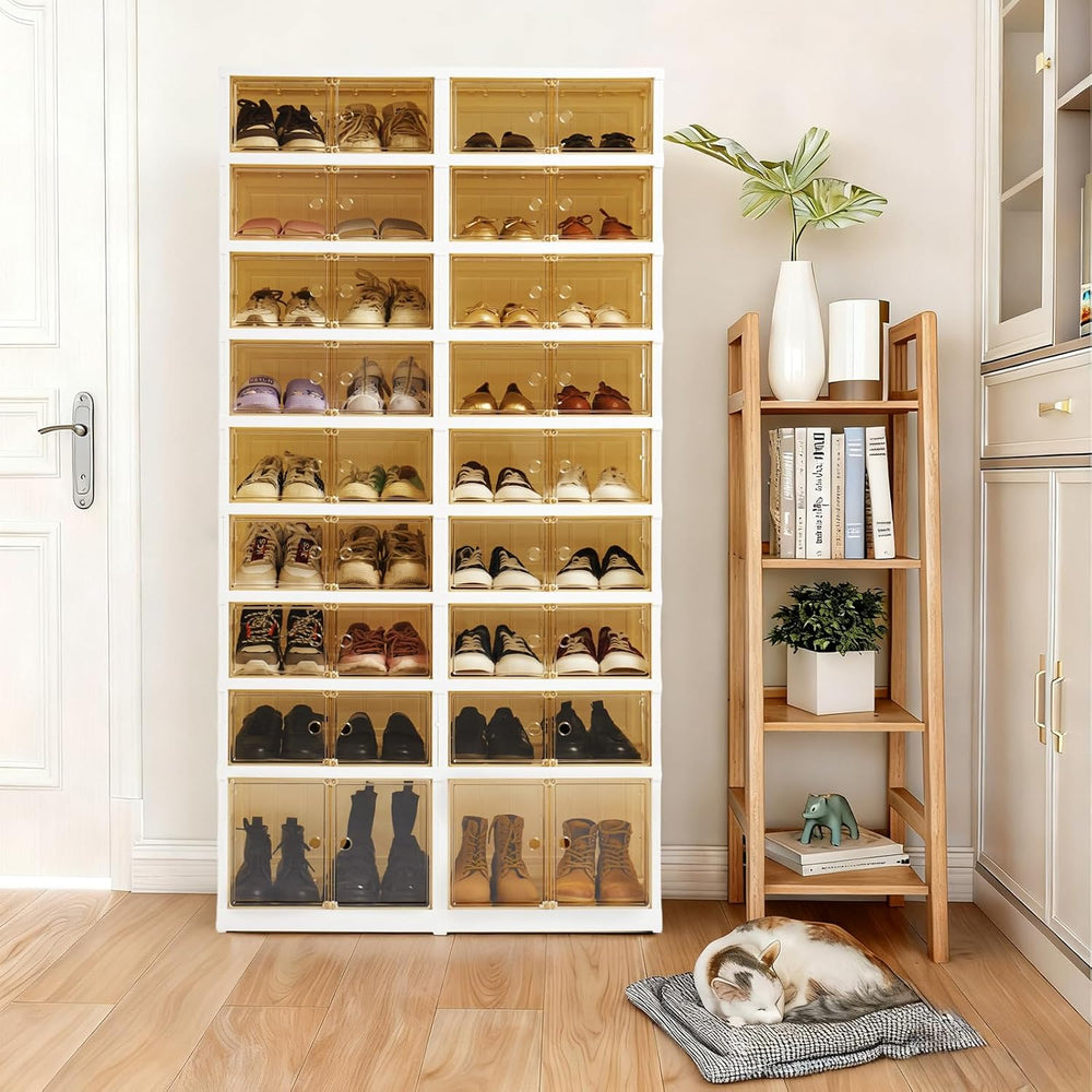 36Pairs Folding Shoe Rack Storage Device,Large Plastic Folding Shoe Cabinet
