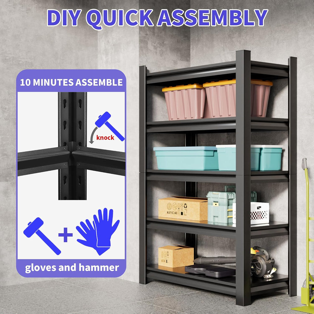 Hzdbhd 40" W Garage Shelving Unit, 5-Tier Metal Storage Shelves 2 Pack