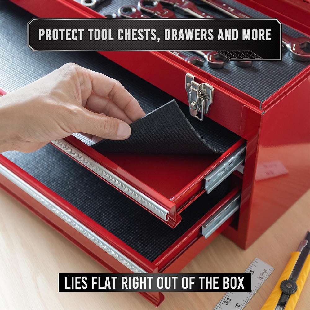 Precision Defined Tool Box Liner 10 ft x 24" Black Non Slip Mat Shelf Liner
