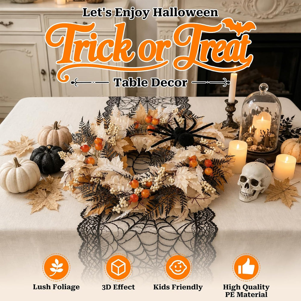 Yangrass 22" Wreath for Front Door with Spider, Fall & Halloween Hom...