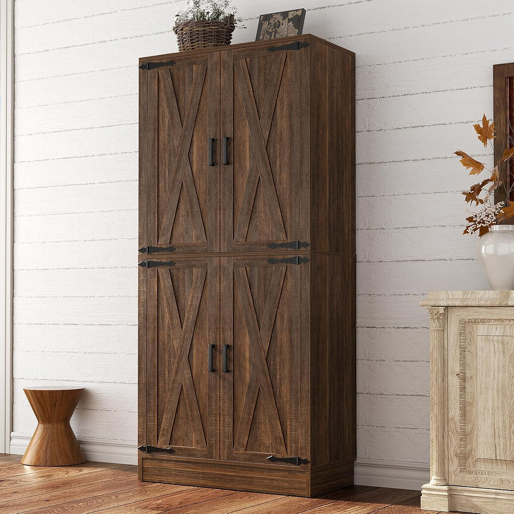 Unikito 71" Tall Farmhouse Kitchen Pantry Storage Cabinet with Barn Doors