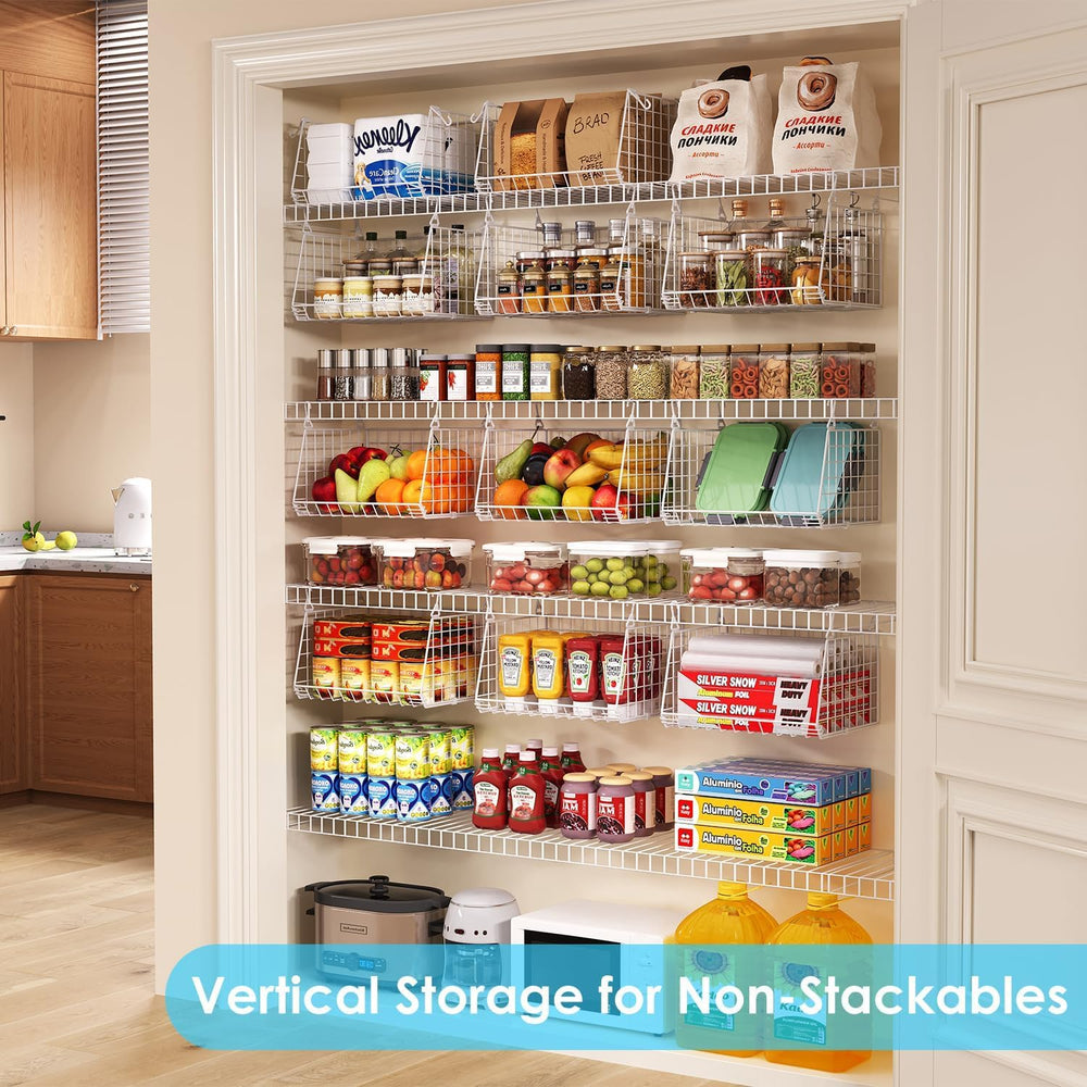 3-Pack Under Shelf Hanging Baskets Space-Saving Pantry Shelf Organizer