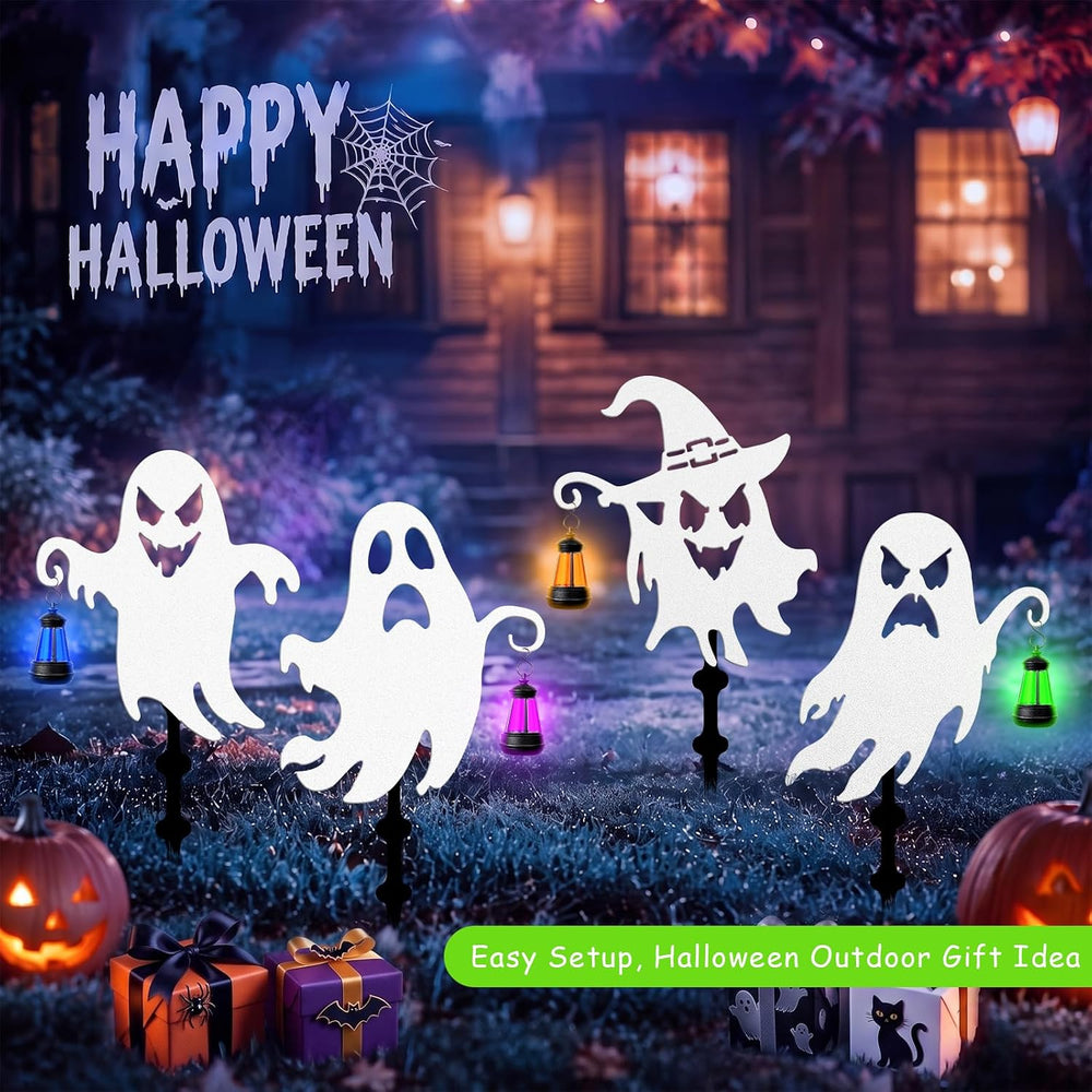 Halloween Ghost Garden Stakes, 4-Pack Solar Lighted Yard Decor