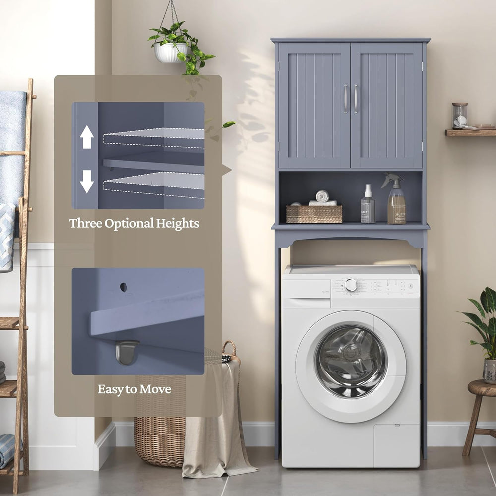 Yaheetech Over the Toilet Storage Cabinet, Bathroom Organizer, Gray, 25″W