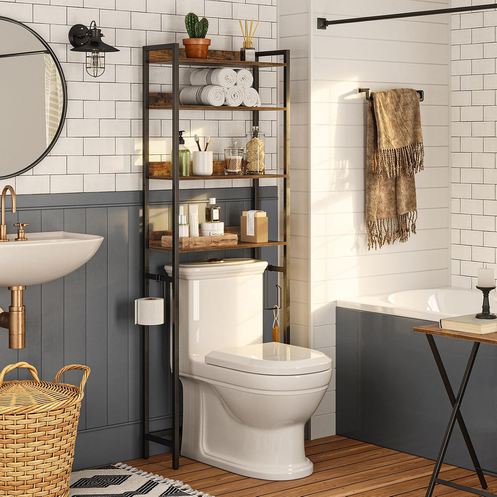 MAHANCRIS Over The Toilet Storage Rack, 4 Tier Bathroom Organizer Over Toilet...