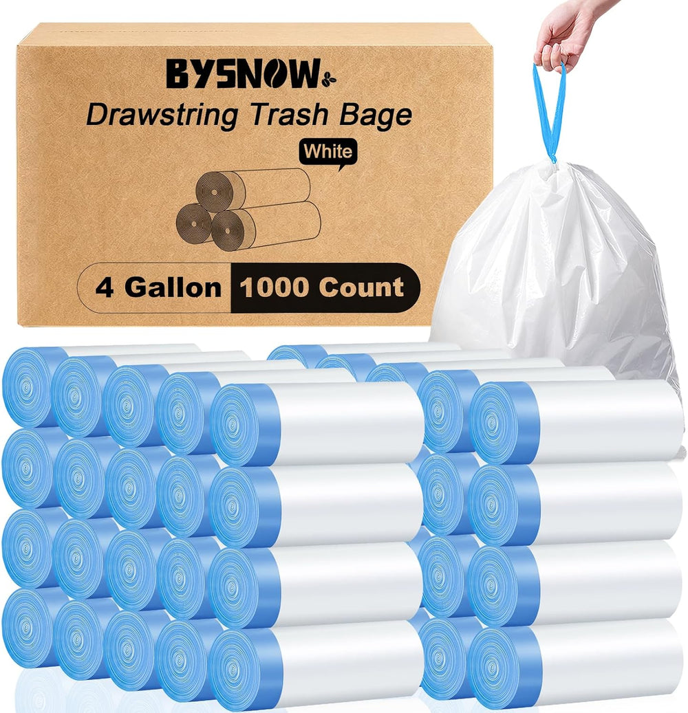 4 Gallon 1000 Counts Small Drawstring Trash Bags, Clear Garbage Bags