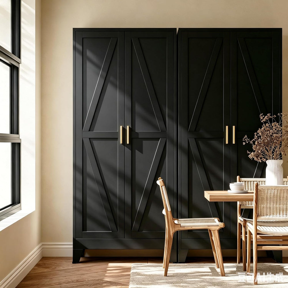 61"H Black Pantry Kitchen Cabinet with Doors,Black Storage Cabinets,Free...